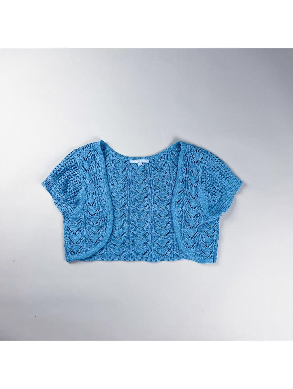 Y2K Blue Knit Cropped Cardigan